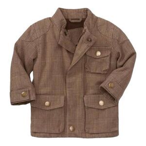 Baby Boys Gap Brown Houndstooth Winter Plaid Statement Jacket - Sz 0-6 m